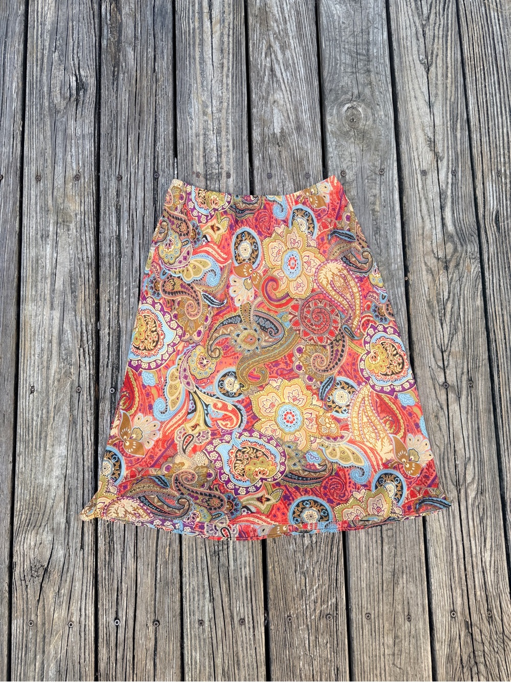 90s 2000s Paisley Floral Boho Midi Skirt